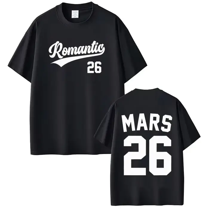 Bruno Mars The Romantic Tour 2026 T-shirt imprimé 100% coton, vêtements unisexes pour hommes et femm