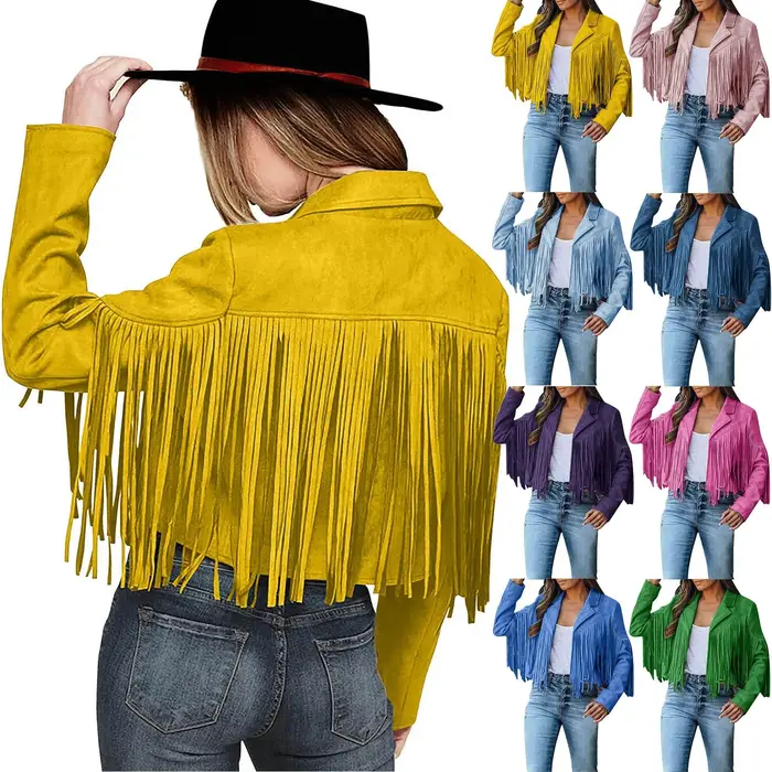 Rave frange Cowboy mode Bomber vestes femmes moto glands manteaux courts haute rue dames discothèque vêtements