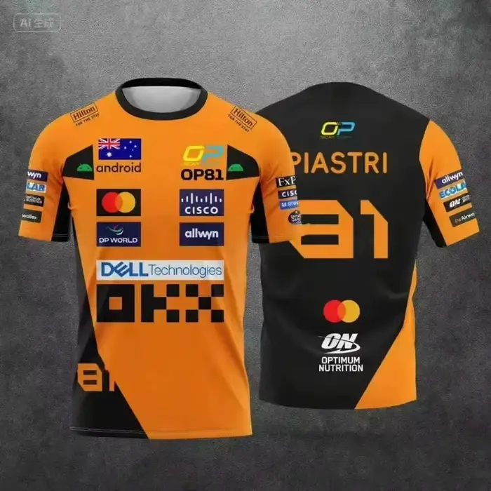 T-shirt Homme et Vêtements Enfant Y2K Femme, Thème Lando Norris 2026, Commémoratif pour Fans, Style Combinaison de Course, Sport et Loisirs d'Été ﻿
