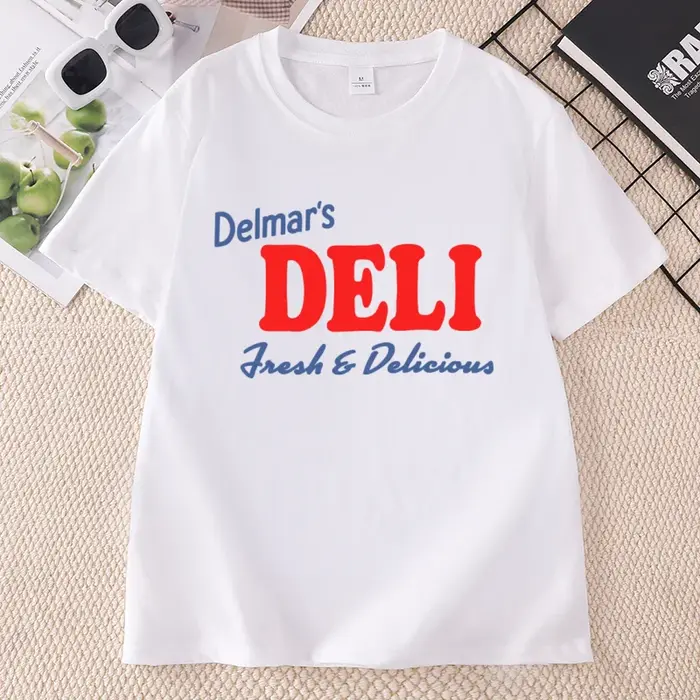 Delmar's Deli T-shirt pour hommes et femmes, décontracté, en coton, à manches courtes, col rond, imp