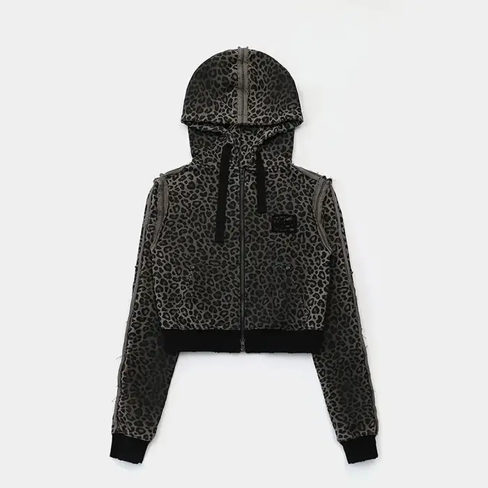 MARIA sweat à capuche imprimé léopard rétro et vieilli pour femme, une niche veste à capuche décontr