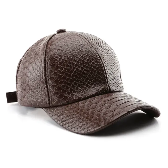 Casquette de baseball en cuir PU imitation crocodile style hip-hop urbain