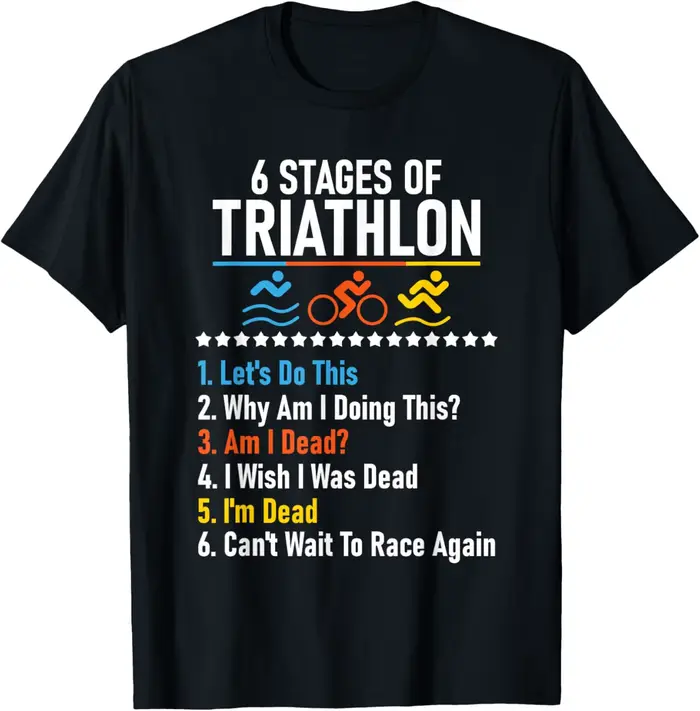 6 étapes de Triathlon-athlète course natation cyclisme T-Shirt imprimé sur demande Streetwear