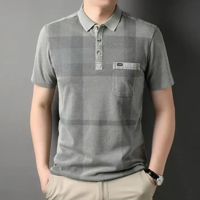 Nouveau style d'été : T-shirt en coton effet vieilli, Polo haut de gamme pour homme avec poches, ant