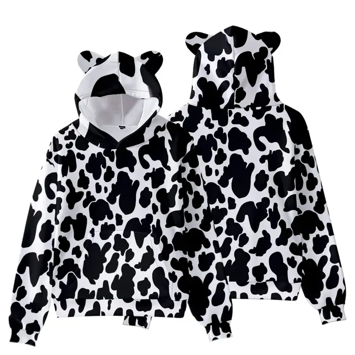 Sweat à capuche imprimé vache pour femmes