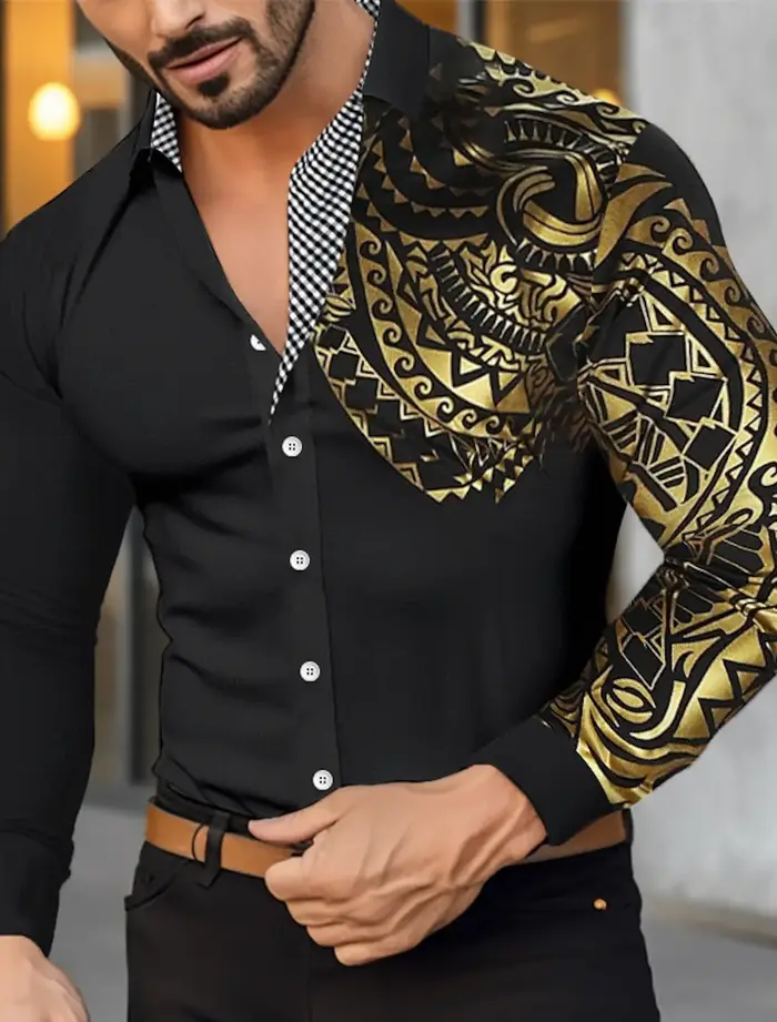 Chemise homme chemise boutonnée chemise décontractée à manches longues revers bronzant printemps et 
