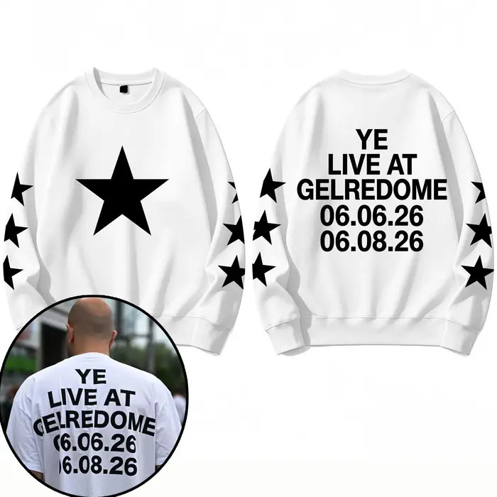 Kanye West Live At Gelredome Pays-Bas 2026 Sweat-shirt à capuche imprimé Hip Hop pour femme et homme