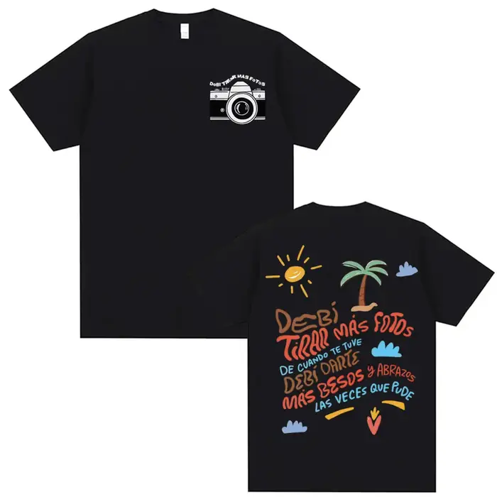 T-shirt décontracté en coton style Harajuku pour homme et femme, collection été 2026 Bad Bunny Debi 