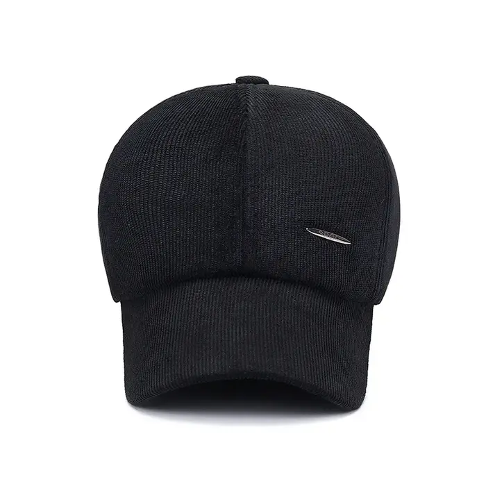 Casquette de baseball en velours rayé pour homme avec oreille