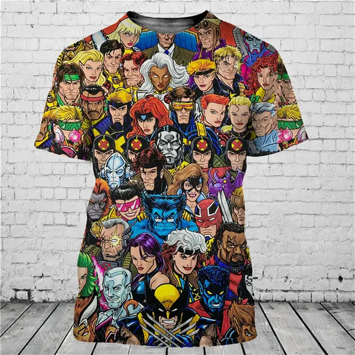 T-shirt 3D à la mode pour hommes, avec personnage de dessin animé populaire imprimé, manches courtes