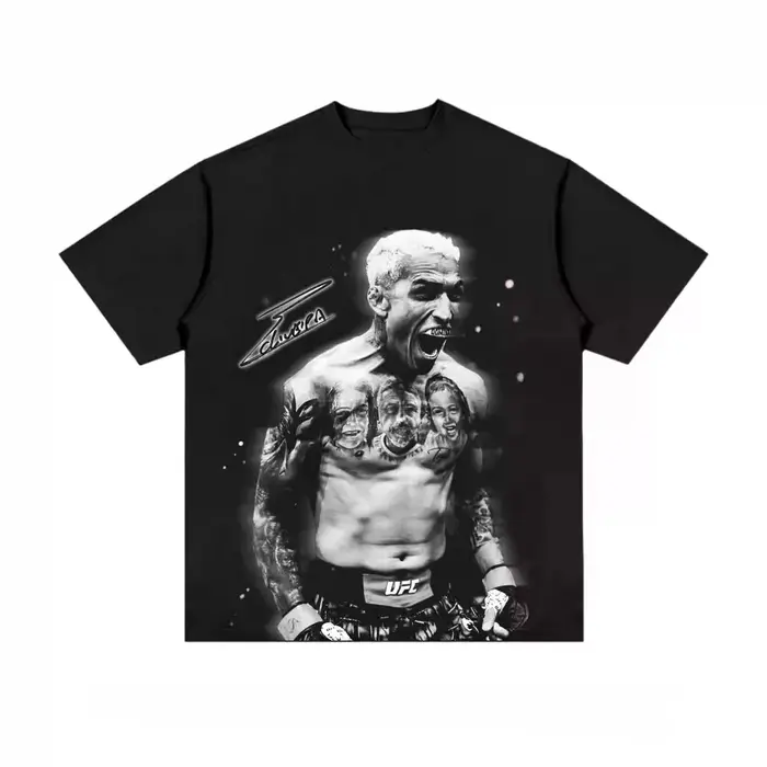 T-shirt Homme Charles Oliveira 2026 – Coupe Ample Confortable en Coton, Style Urbain Classique, Déco