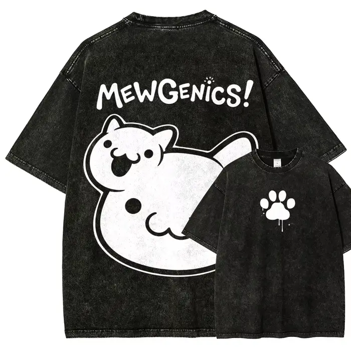 T-shirt délavé Mewgenics, vêtements personnalisés pour toute l'année, vêtements grande taille unisex