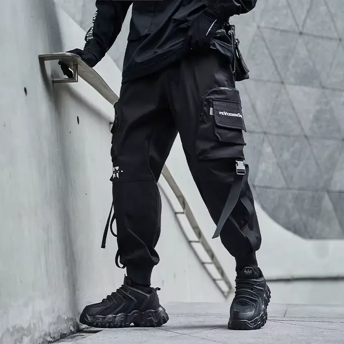Nouveaux Joggers Cargo pantalon hommes mode rubans poche sarouel pantalons de survêtement