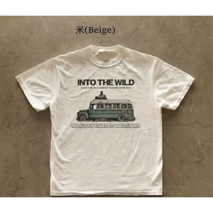 T-shirt graphique Into the Wild, style vintage, motif film d'aventure, pour l'été, coupe ample et re