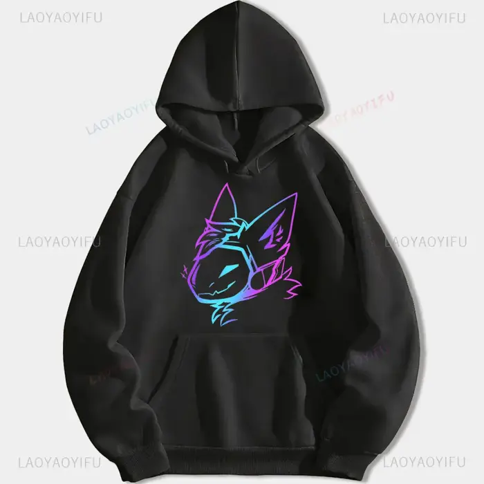 Groovy Protogen buste Lineart Anime graphique sweat à capuche unisexe surdimensionné Streetwear Y2K 
