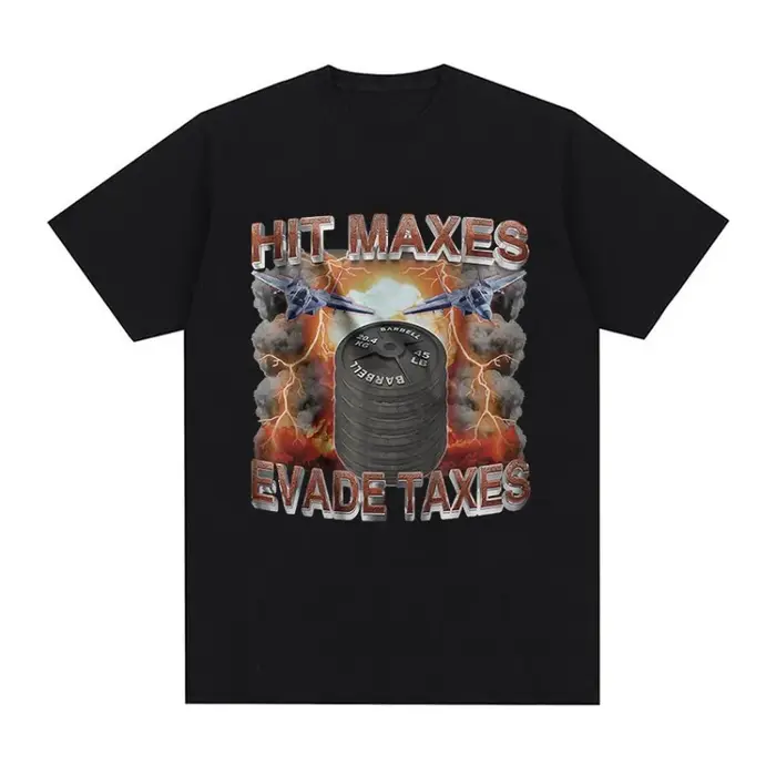 T-shirt graphique Hit Maxes Evade Taxes, T-shirt rétro amusant à manches courtes pour hommes, T-shir