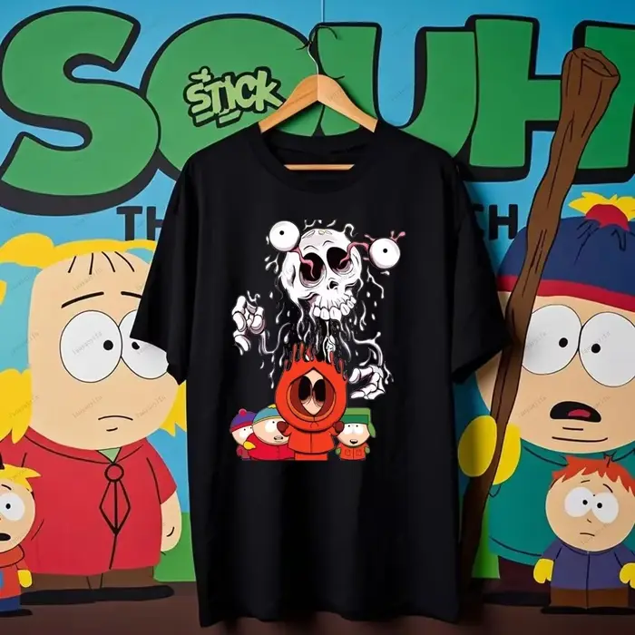 Amusant parc du sud dessin animé t-shirt unisexe femmes hommes