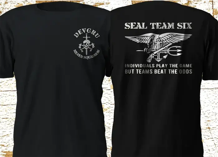 Naval Seal Team 6 Six Devgru Silver Squadron T-Shirt 100% coton col rond été manches courtes décontr