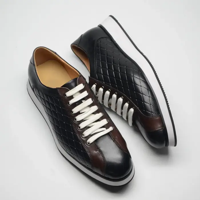 Baskets originales pour hommes en cuir véritable, chaussures décontractées de créateur, dessus à car