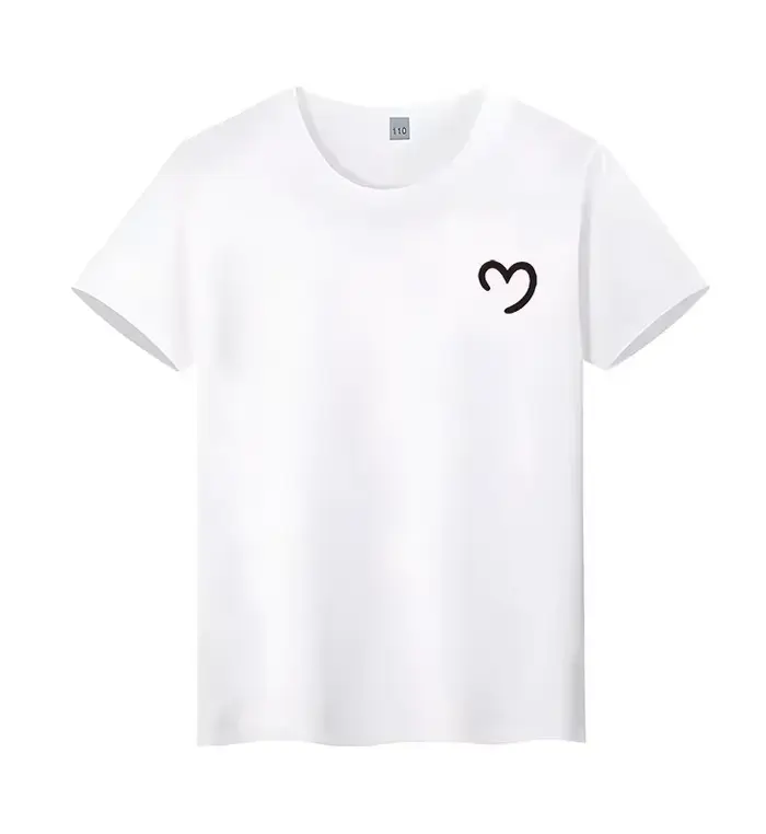 T-shirt à col rond décontracté et tendance pour hommes et femmes, en pur coton imprimé avec motif I 