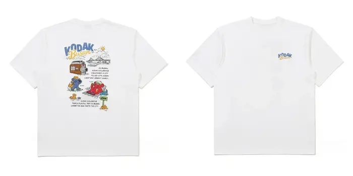Nouveau T-shirt imprimé dessin animé Kodak Busan Bear 2026, streetwear coréen, coton, coupe oversize