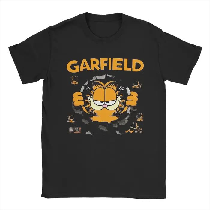 Cool Cat   Garfields T-shirt pour hommes et femmes, 100% coton, Vintage, col rond, manches courtes, 