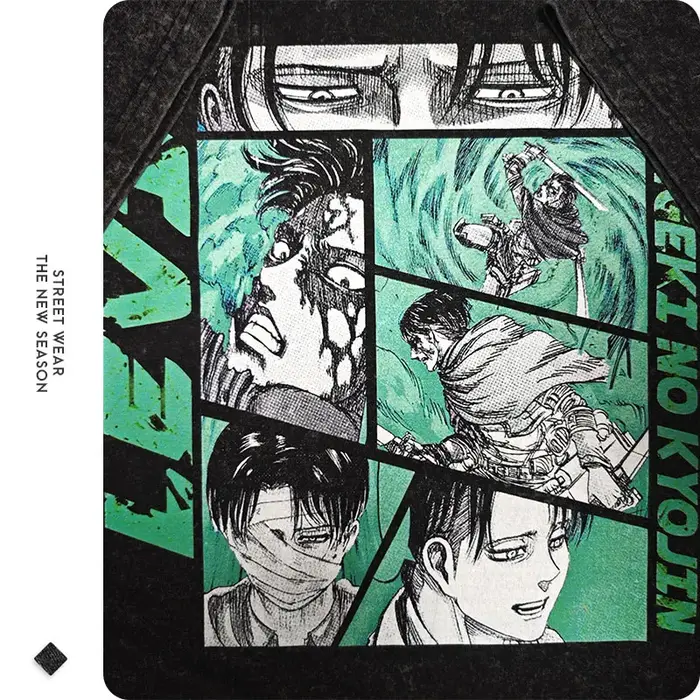 Eren Jaeger T-shirts Vintage lavé Anime t-titane a-attaque t-shirt Manga Shingeki no Kyojin Levi Mikasa manches courtes