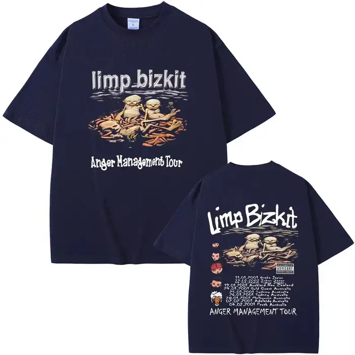 Années 90 Rock Band Limp Bizkit Anger Management Tour T-shirts D'été Hommes Femmes Décontracté Coton