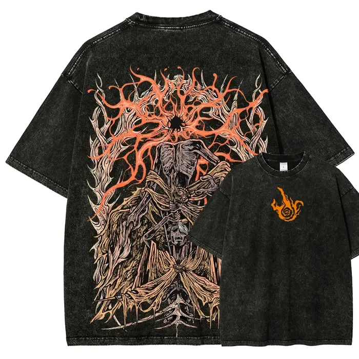 T-shirt vintage imprimé Sufferer pour homme, esthétique gothique, effet délavé, 100% coton épais, st