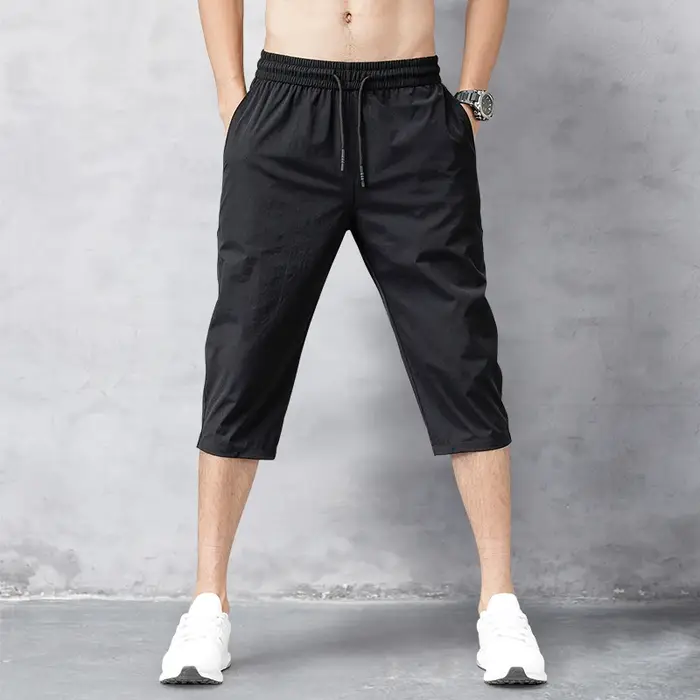 Pantalon court d'été pour hommes, pantalon extensible respirant au toucher glacé, short polyvalent d