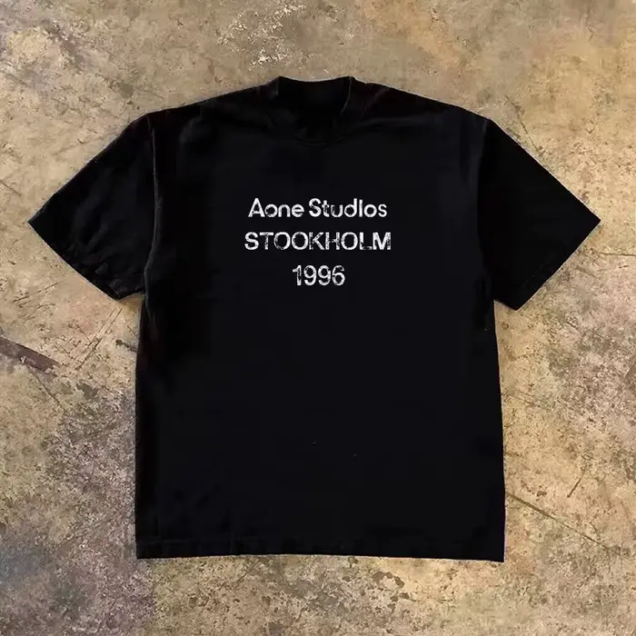 T-shirt ample tendance été 2026, en coton respirant, imprimé lettres Stockholm 1996, haut décontract