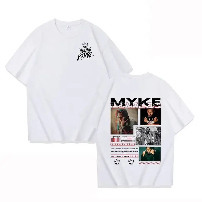 T-shirts graphiques Myke Towers pour hommes et femmes, mode Hip Hop, T-shirts surdimensionnés, confo