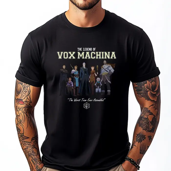 La légende du groupe Vox Machina avec t-shirts graphiques Varsity XS