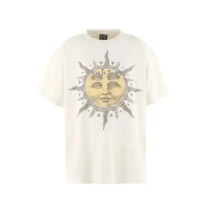 Saint été Vintage Rock lavé coton soleil visage imprimé haute rue décontracté ample surdimensionné à
