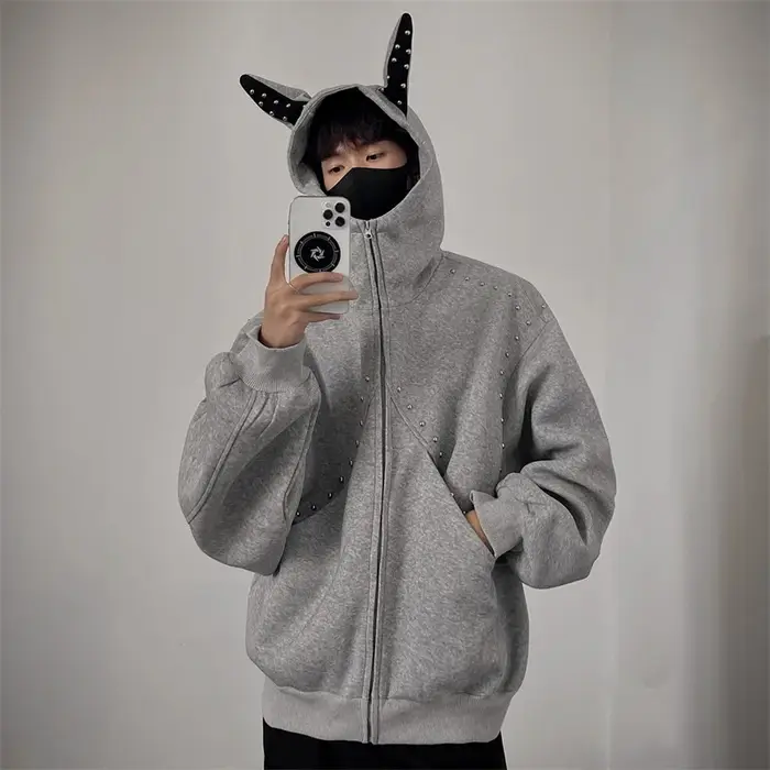 Sweat-shirt à capuche avec fermeture éclair pour homme