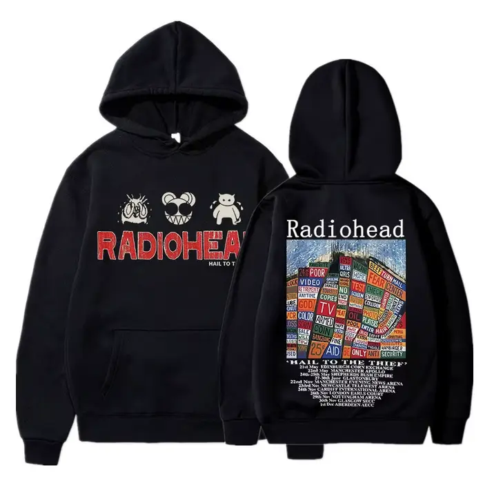 Radiohead-Sweat à capuche imprimé vintage pour hommes et femmes