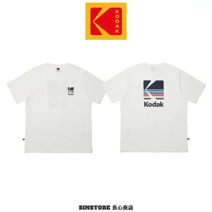 T-shirt avec logo simple inspiré de Kodak pour hommes et femmes, décontracté, imprimé rétro, en coto