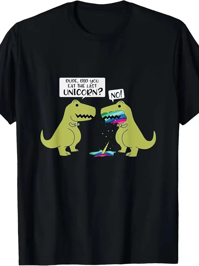 T-shirt unisexe « Did You Eat The Last Unicorn Dinosaur » Streetwear Oversize Décontracté d'été Humo