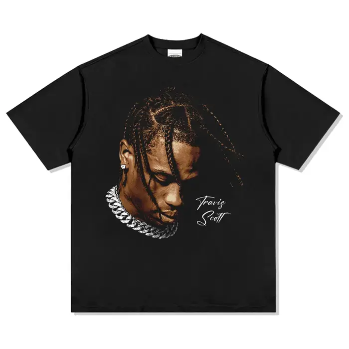 T-shirt graphique Travis Scott, surdimensionné, style hip-hop, coton, streetwear, homme/femme, décon
