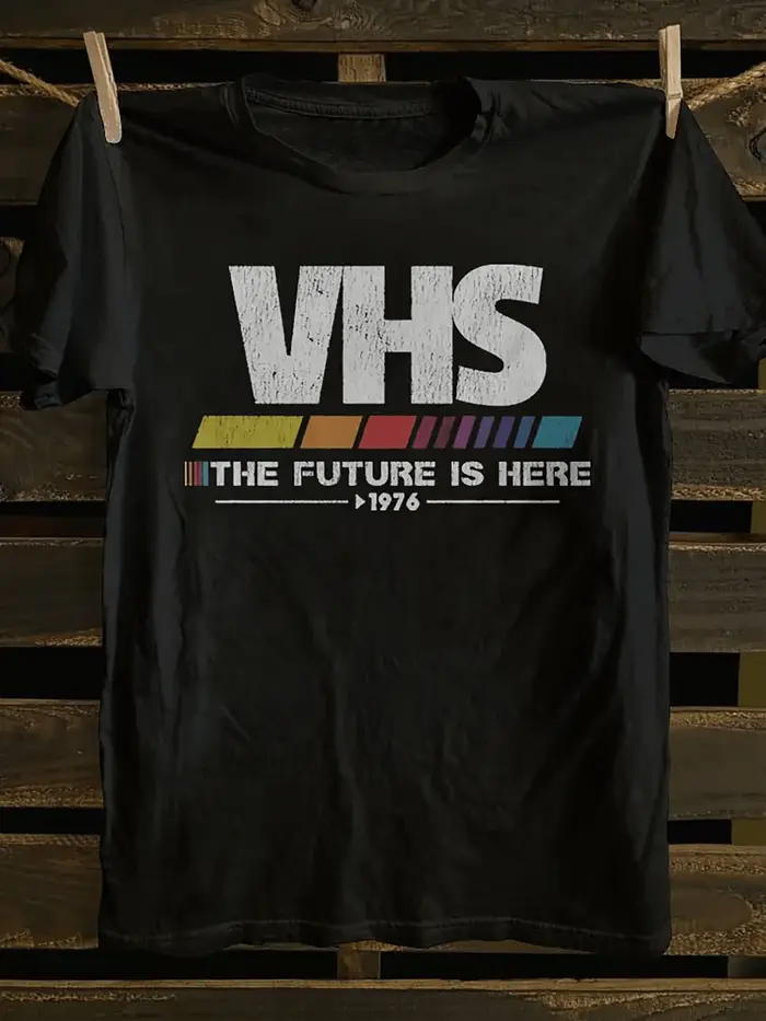 T-Shirt rétro VHS Vintage des années 80 pour hommes, 100% coton doux, manches courtes, graphique de 