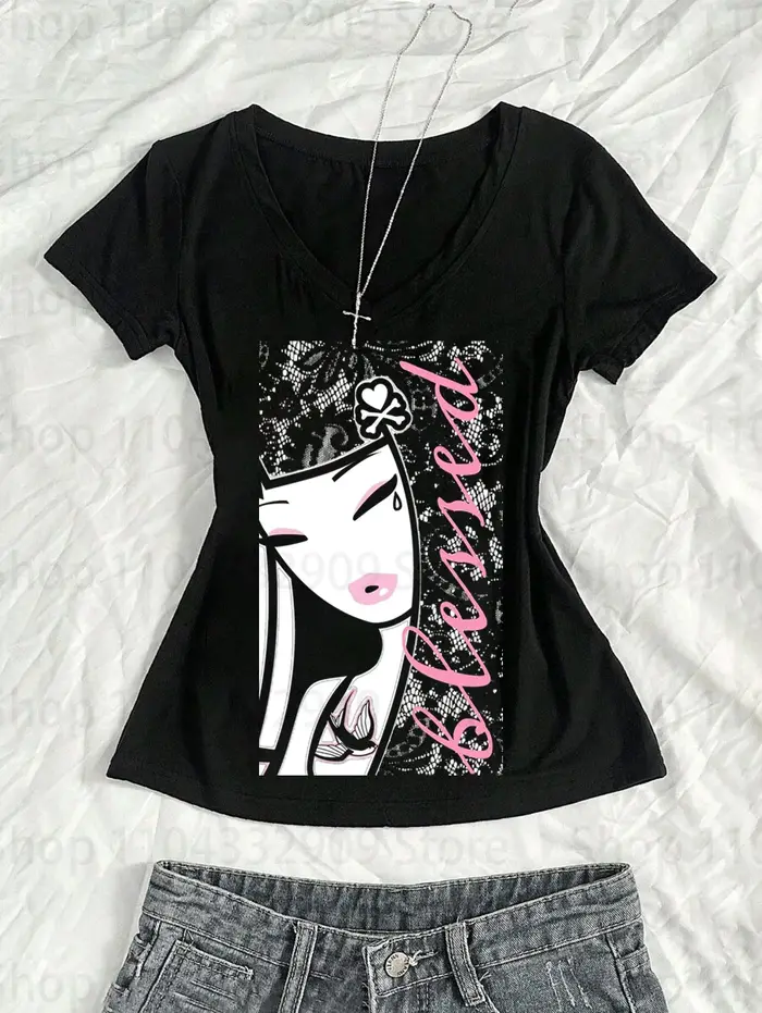 Vêtements grunge, haut Y2k, Harajuku, style trashy, hauts Y2k des années 2000, t-shirts pour femmes,