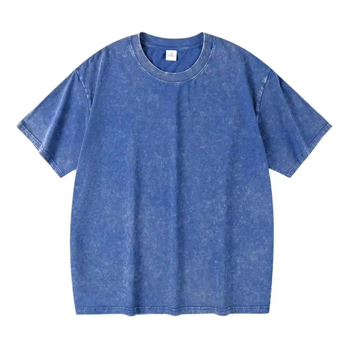 T-shirt à manches courtes en coton épais, lavé et en détresse, 230g, polyvalent, pour hommes et femm