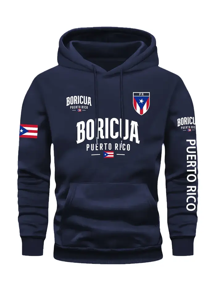 Sweat à capuche rouge pour homme « Boricua Puerto Rico » - Pull décontracté à manches longues avec c