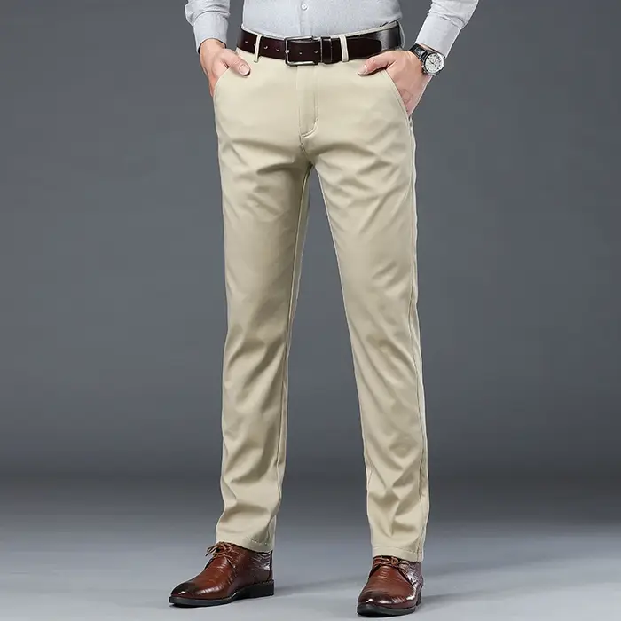 Été mince hommes mince costume pantalon mode affaires décontracté coton vert noir kaki pantalon mâle