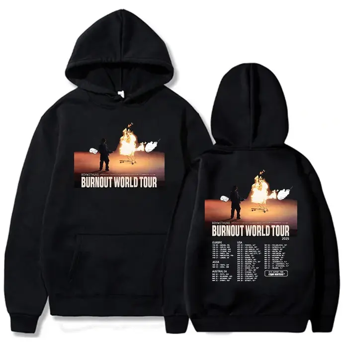Boywithuke Burnout World Tour Sweats à capuche College graphiques pour hommes et femmes, Pulls à cap