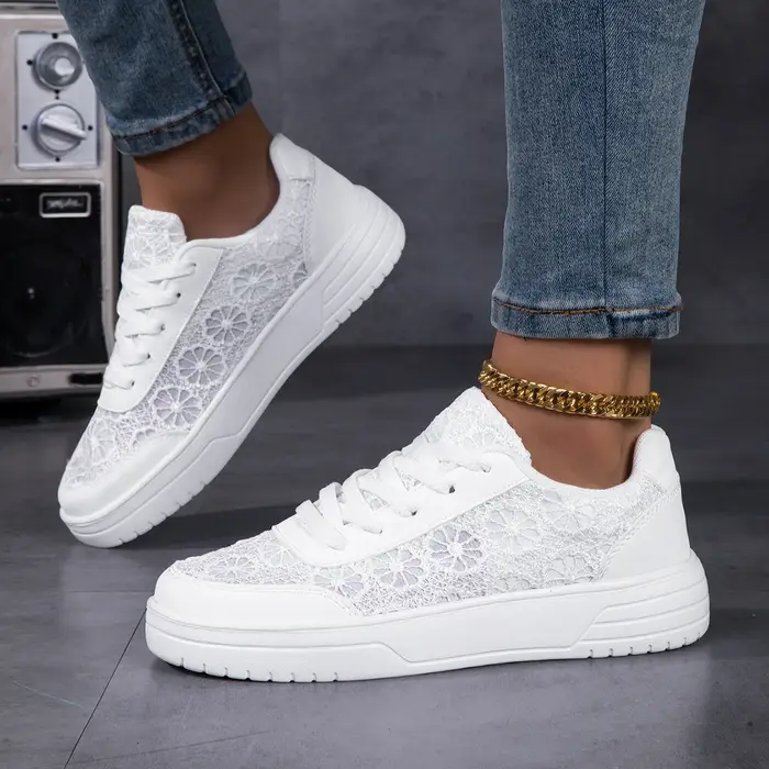 Baskets pour femmes, mode, respirantes, en maille à motif floral, chaussures de créateur, mocassins 