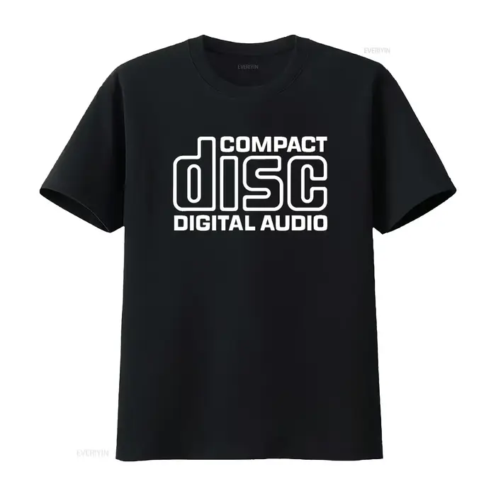 Logo CD disque Compact Audio numérique rétro années 80 90 t-shirt esthétique vintage lavé graphique 