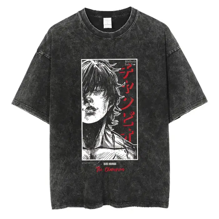 Anime Baki Haman t-shirts Harajuku Vintage 100% coton 2024 nouveau T-shirt lavé pour hommes Hip Hop 