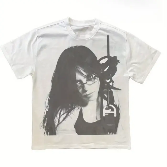 T-shirt graphique rétro Billie E pour homme, chemise blanche mettant en valeur la célèbre image de B