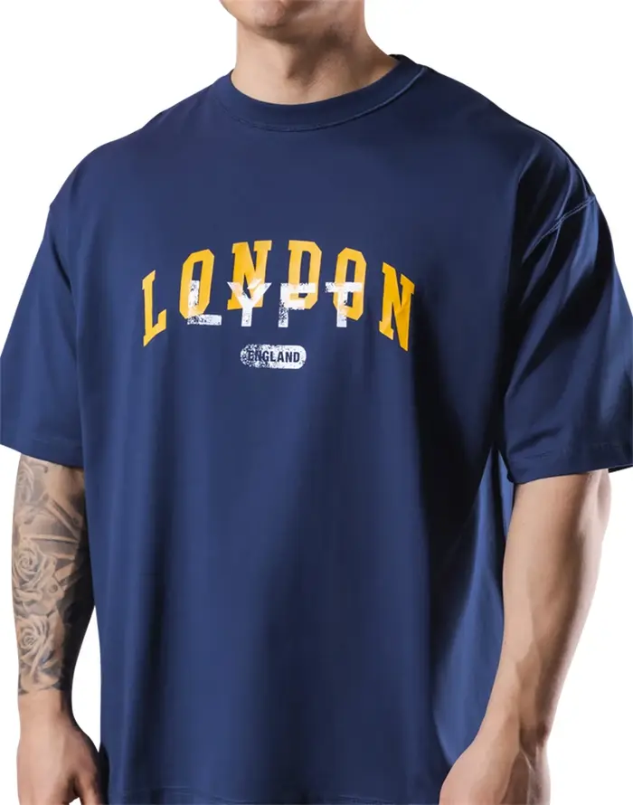 LYFT VINTAGE LONDON LOGO GRAND T-SHIRT Nouveaux T-shirts en coton pour hommes Sports de course Respirant O-cou à